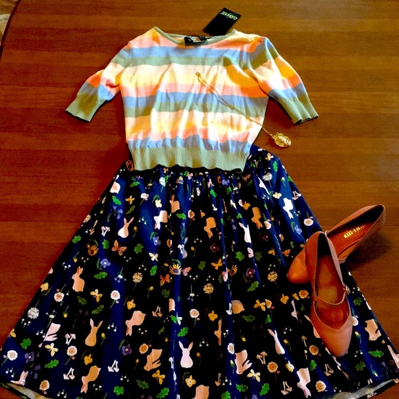 NWT Modcloth X Collectif Jasmine Enchanted Meadow Swing 50s retro circle skirt - Picture 1 of 17